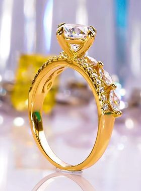 满钻设计感1克拉四爪戒指