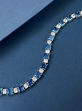 莫桑石满钻公主方彩宝双拼手链