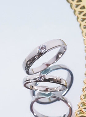 莫桑石求婚情侣对戒指环时尚