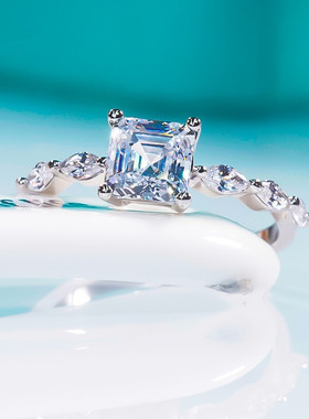 莫桑石满钻方糖微镶戒指