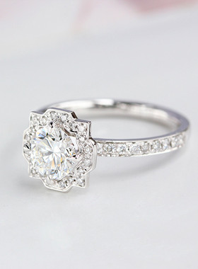 莫桑石八心八箭莲花戒指