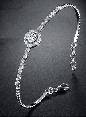 豪华群镶款满钻铂金手链