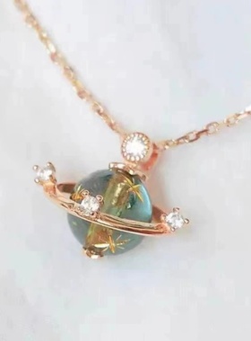 D色莫桑石行星可转动项链轻奢