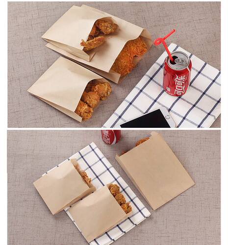 一次性防油食品纸袋烘焙西点蛋糕泡芙方底袋吐司面包汉堡打包纸袋 - 图3