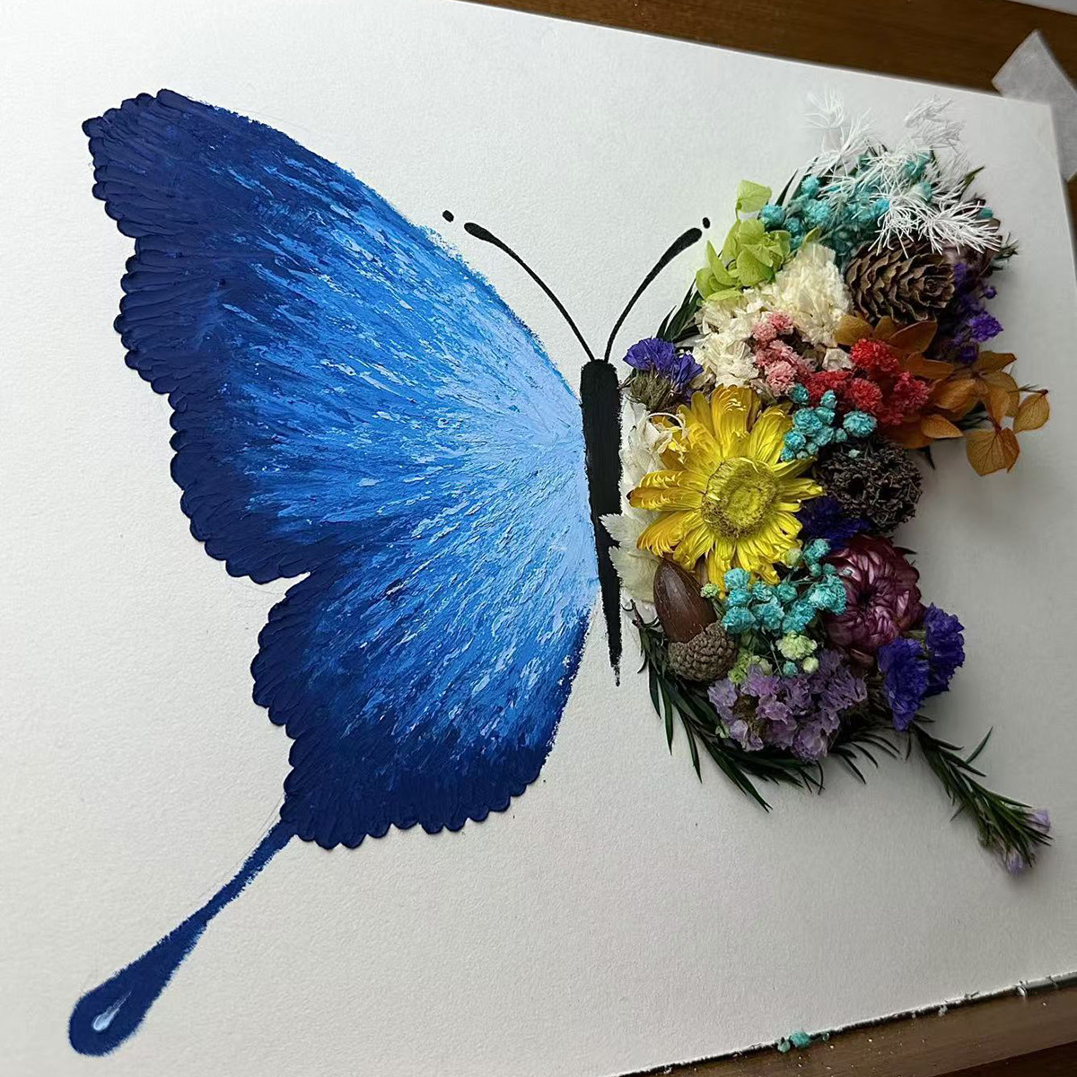 三八妇女节礼物油画棒立体蝴蝶干花永生花手工diy制作材料女生节