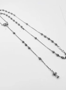 欧美潮牌925纯银项链百搭毛衣链CH复古十字架吊坠男女款情侣颈链