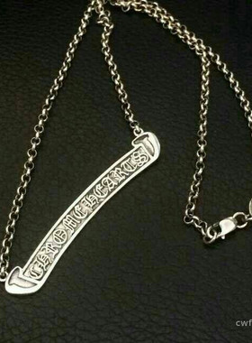 潮流银饰925纯银锁骨项链复古轻奢CH吊坠男女同款项坠颈链毛衣链