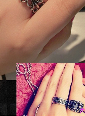 潮牌饰品男女生CH925纯银尾戒开口马蹄戒指小众轻奢鹿晗同款指环