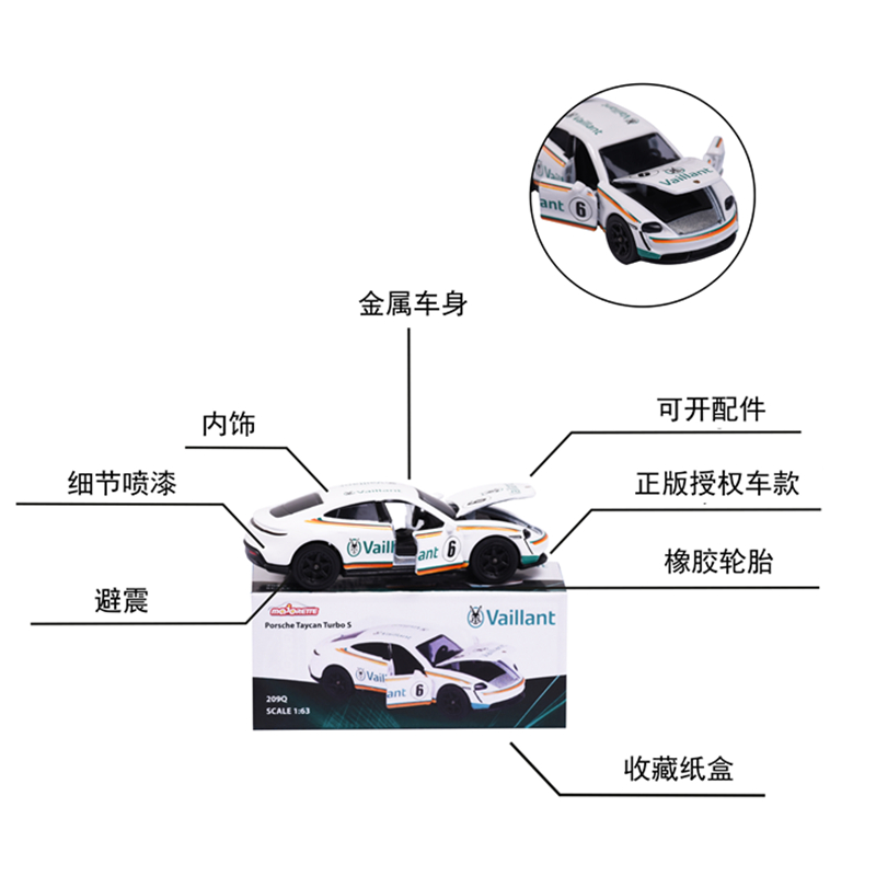 Majorette美捷轮领航员保时捷Taycan Turbo S仿真合金车模小汽车 - 图3