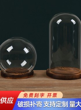 促销永生花玻璃罩干花透明展示盒人偶圣诞树积木手模手办防尘罩