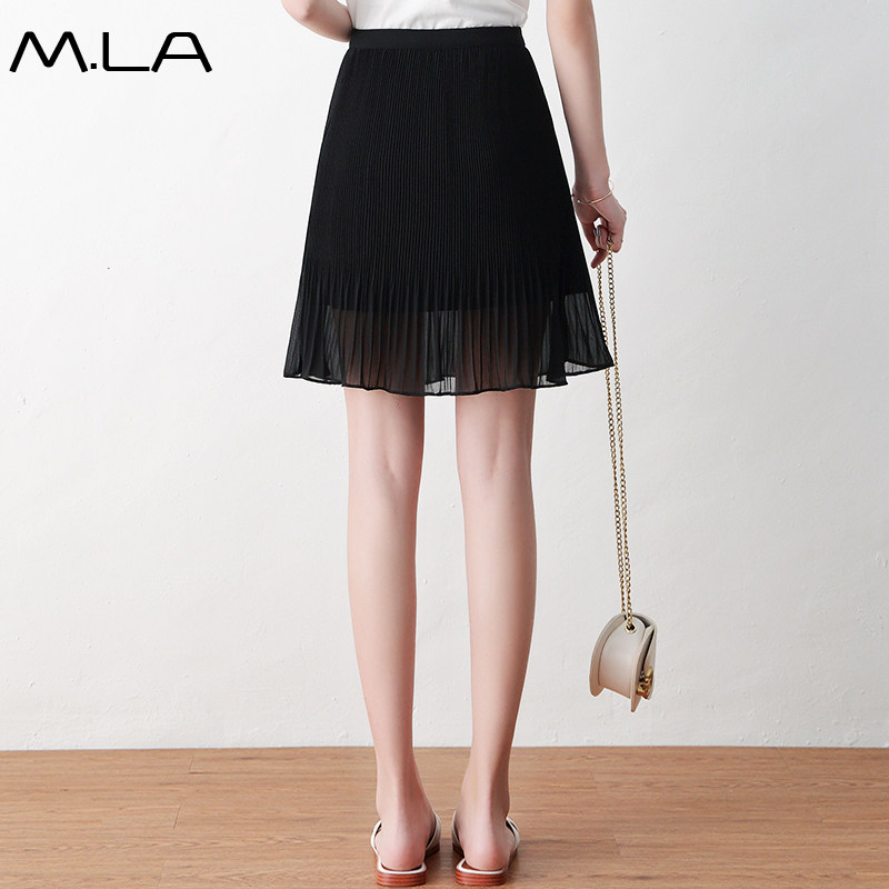 雪纺夏季新款2020韩版a字裙百褶裙 铭岚半身裙