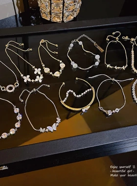 日韩风轻奢小众珍珠手链女高级设计感百搭锆石花朵手串手饰品