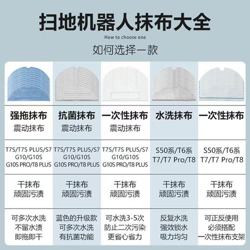 适配石头扫地机器人拖布S50 T6 T7 T8 G10 T7S T7SPlus一次性抹布 - 图0