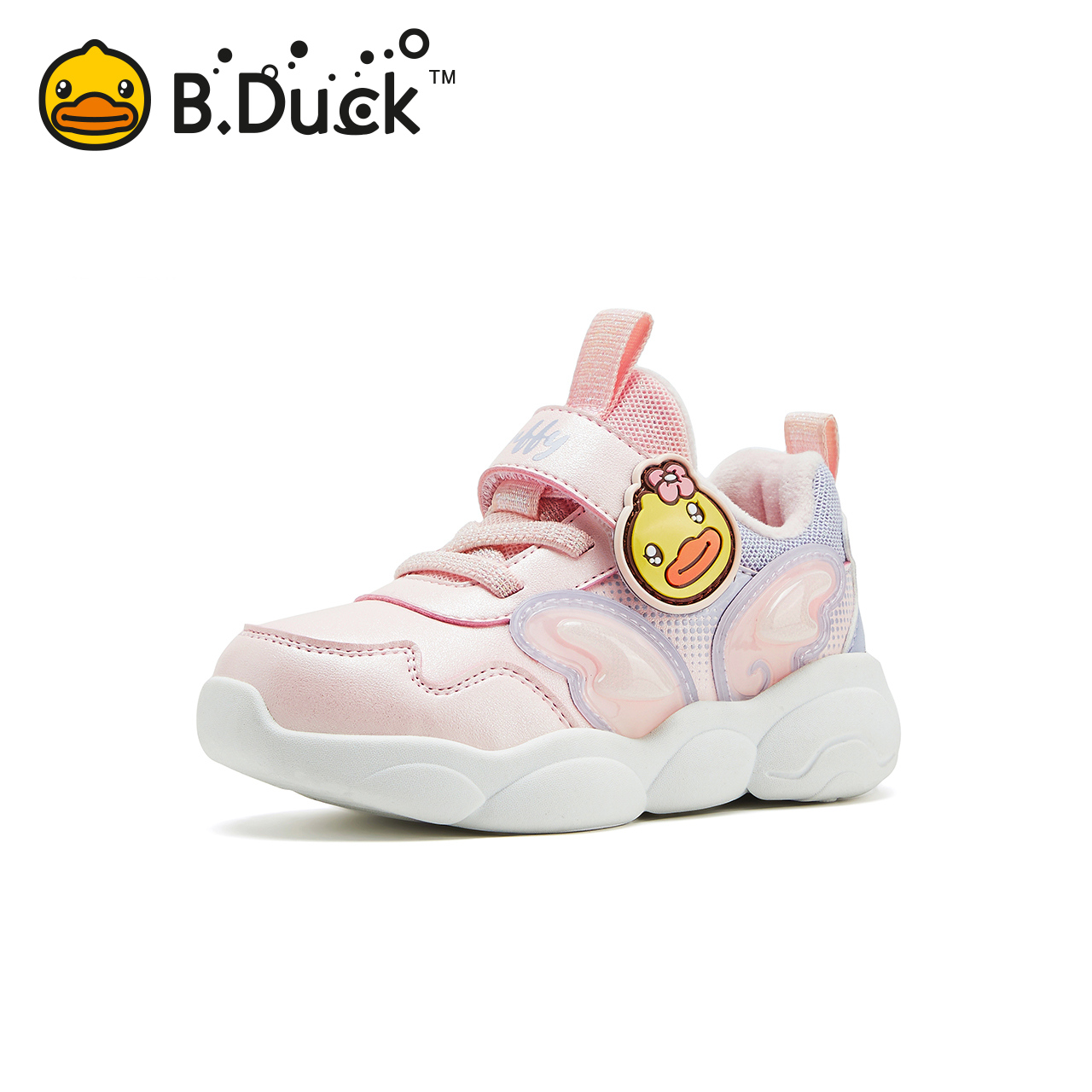 B.Duck小黄鸭童鞋小童棉鞋女童鞋子冬季新款加绒二棉儿童运动鞋潮