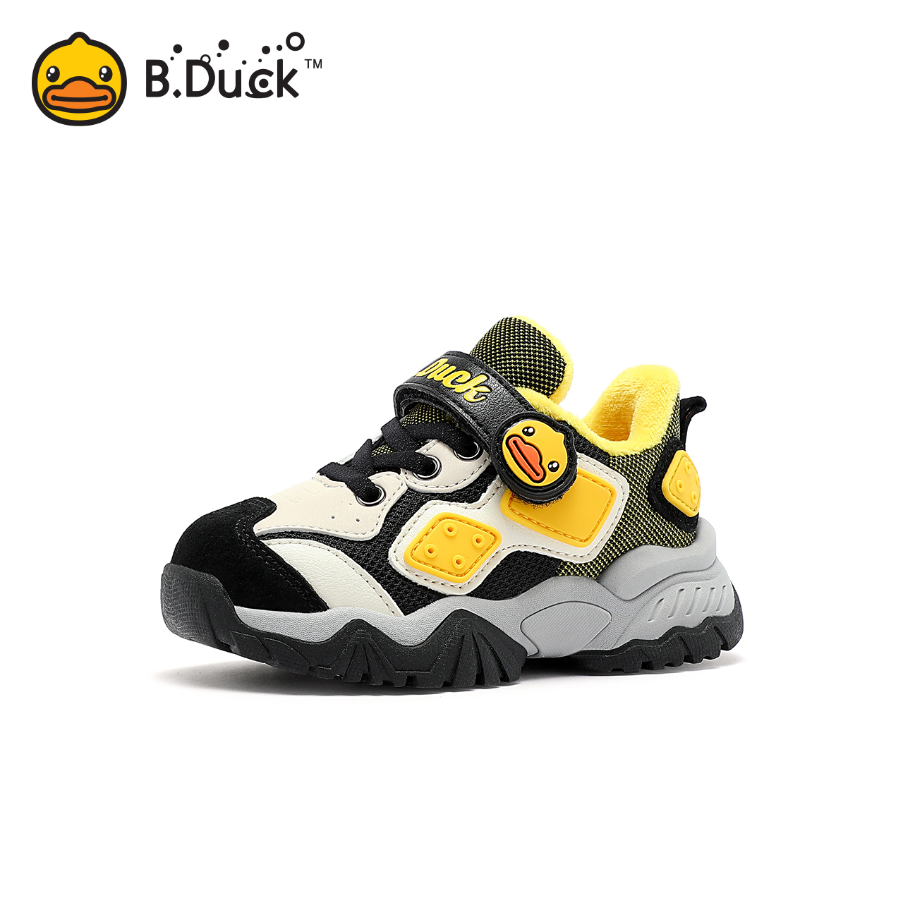 B.Duck小黄鸭童鞋男童运动鞋加绒二棉冬季新款儿童棉鞋户外鞋潮牌