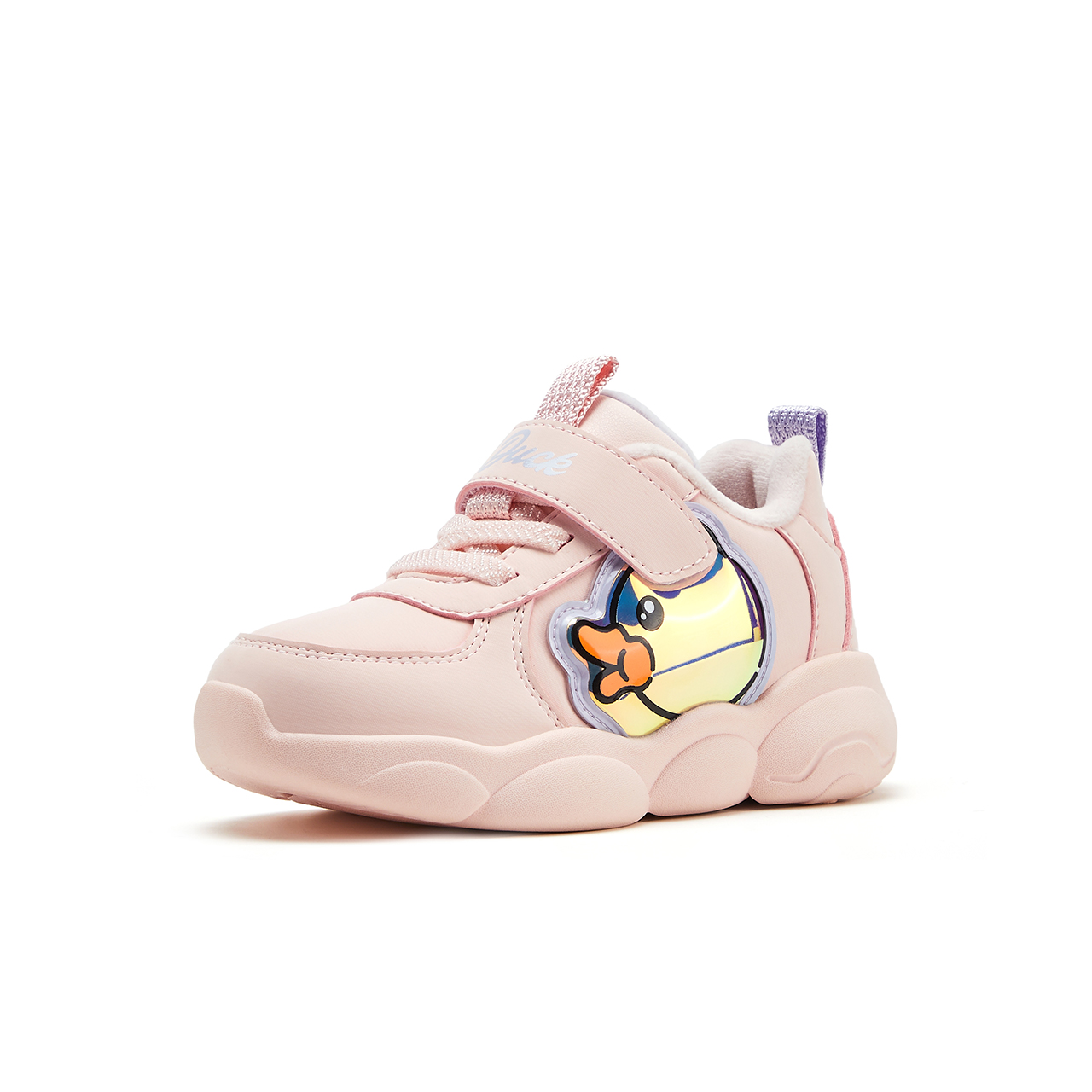 B.Duck小黄鸭童鞋女童运动鞋加绒发光宝宝亮灯鞋冬季新款儿童棉鞋