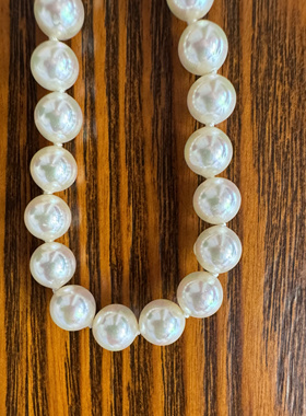 西班牙手工老珍珠全珠链高亮无瑕