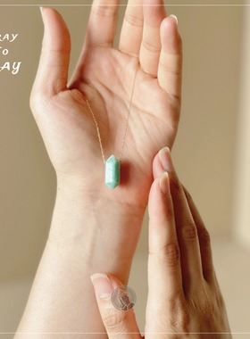 「新品上市」双尖天然水晶柱项链好运能量吊坠手工精造多功效