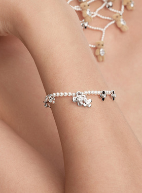 YVMIN尤目 十字花合成珍珠手链银手链生日礼物