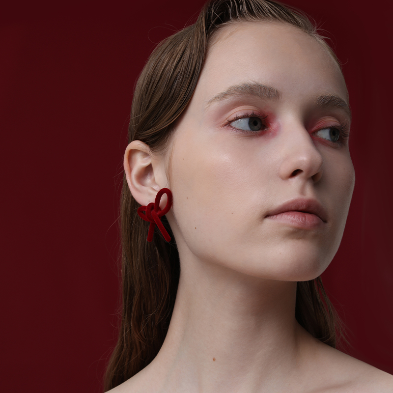 YVMIN尤目x SHUSHUTONG 经典款蝴蝶结丝绒耳环耳夹生日礼物 - 图0