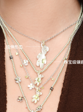 YVMIN尤目 变形小熊项链925银饰设计感锁骨链生日礼物新品