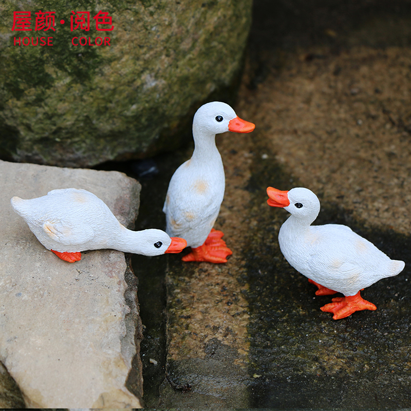 树脂小黄鸭子动物迷你摆件花园庭院盆栽花盆水缸造景微景观装饰品 - 图2