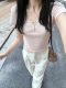 Bm ສາມປຸ່ມກະທັດຮັດບໍລິສຸດປາຖະຫນາເທິງຝ້າຍແຂນສັ້ນ