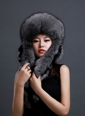男女士大狐狸毛皮草帽子护耳帽
