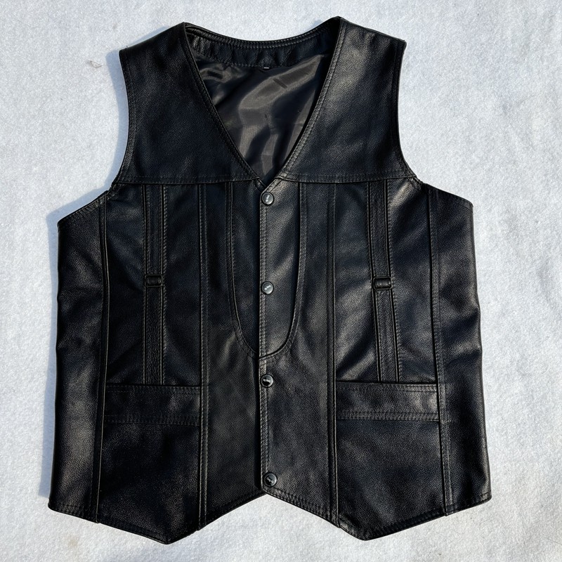 Spring and autumn single style cowhide vest military style