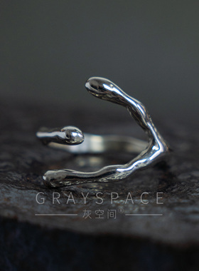 通体925纯银小众森林树枝戒指