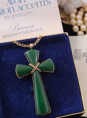 Vintage古董首饰中古十字架项链