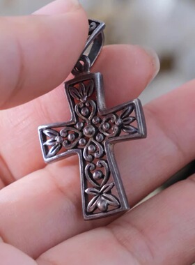 复古925银十字架吊坠孤品