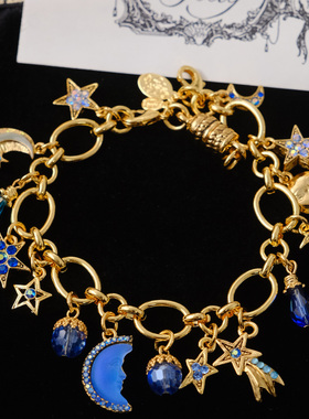 中古蓝色月亮幻彩玻璃水晶手链