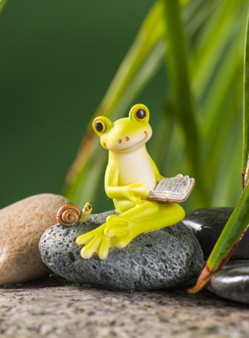 青蛙小动物摆件桌面桌面麻雀树脂