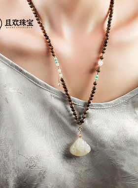 云霭多用链 海南莺歌绿奇楠沉香和田玉白玉18k金精致时尚万能链