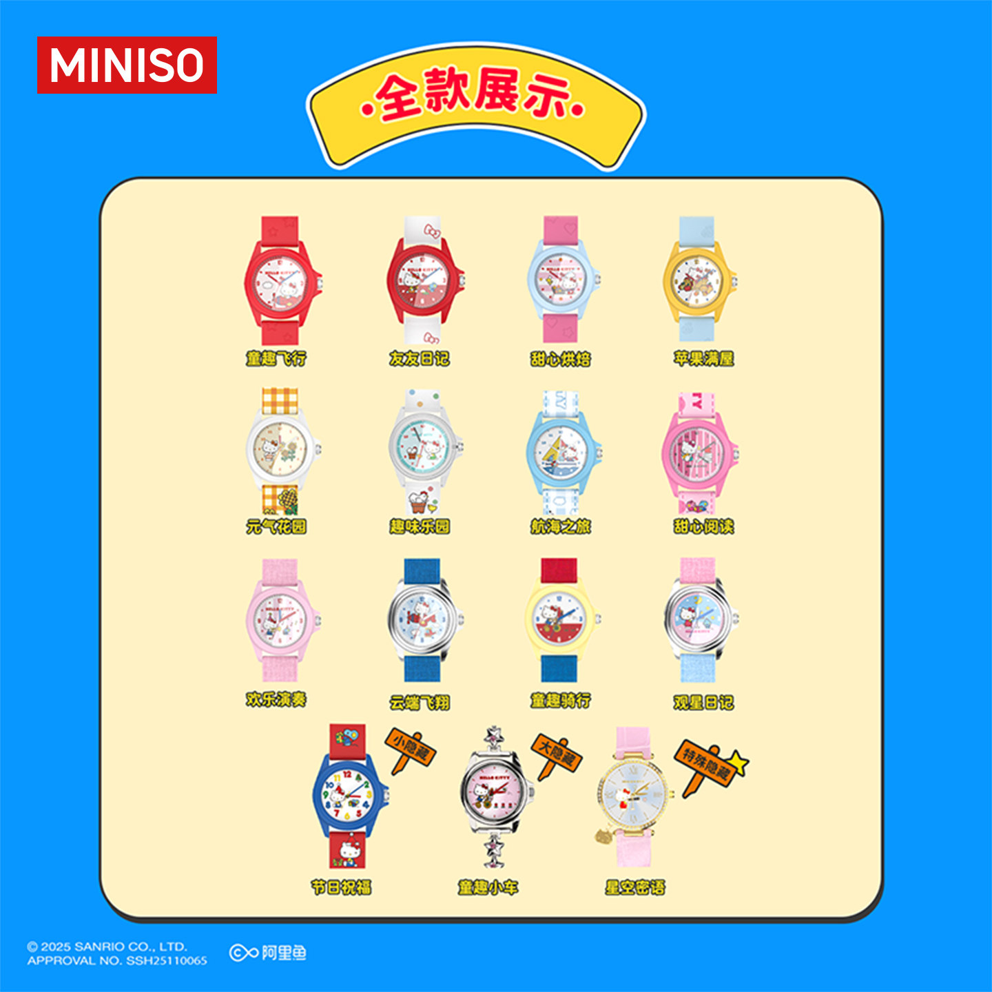 MINISO名创优品Hello Kitty款童趣时光系列手表盲盒潮玩饰品礼物,淘宝优惠券,粉丝福利购,淘宝优惠卷