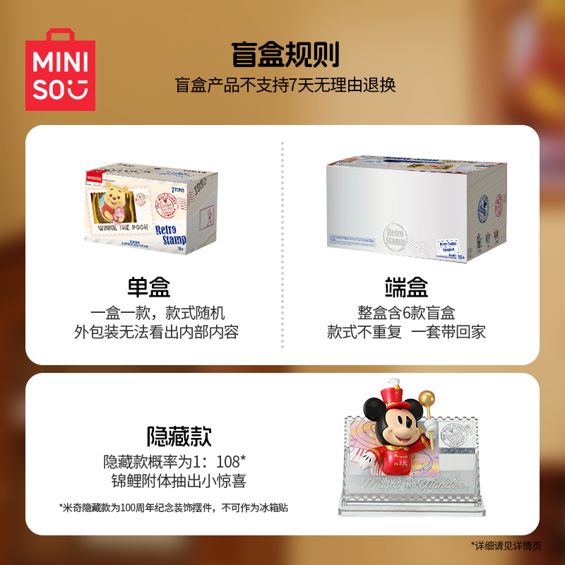 名创优品盲盒摆件复古邮票冰箱贴 - 详情图4