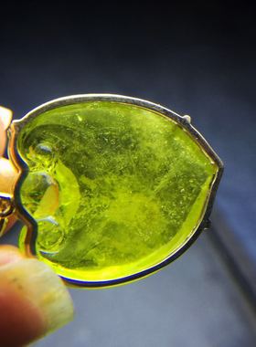 天然柠檬黄碧玺18K金项链吊坠