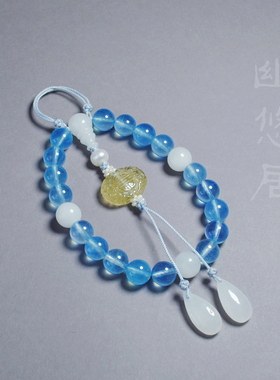 【幽悠居】天然海蓝宝宫廷十八子