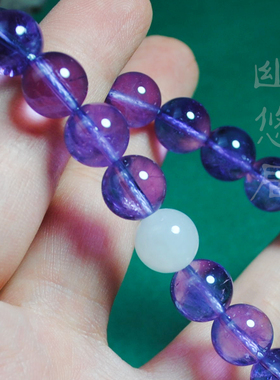 幽悠居天然紫水晶压襟十八子手串