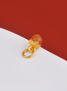 南红小滴溜吊坠佛珠水晶珍珠手链迷你挂件S925纯银古法银镀金配件