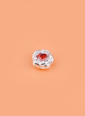 韩版 流行925纯银 彩色锆石玫瑰花ins风隔珠 配件DIY手链项链挂件