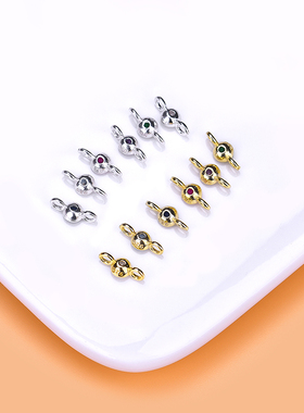 diy纯银饰品配件锆石串珠吊坠