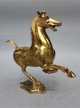客厅黄铜纯铜玄关摆件飞马中式