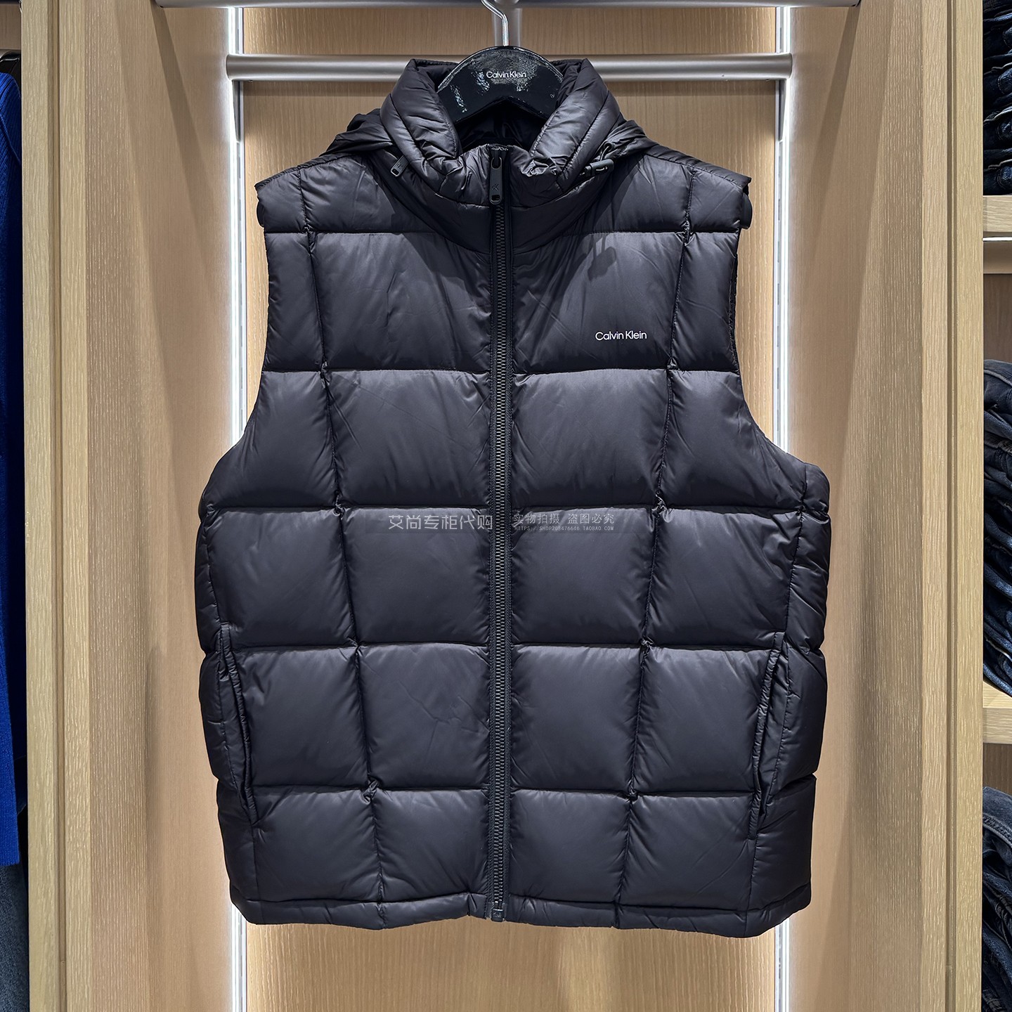 CK Jeans国内代购2025年秋冬鸭绒可收纳帽男士羽绒服马甲4RD509G - 图0