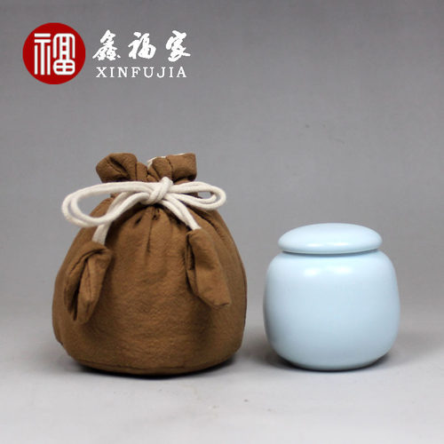 茶叶罐存茶分装小号陶瓷瓶中式厨房礼盒套装亚光瓷香丸面膜粉密封 - 图2