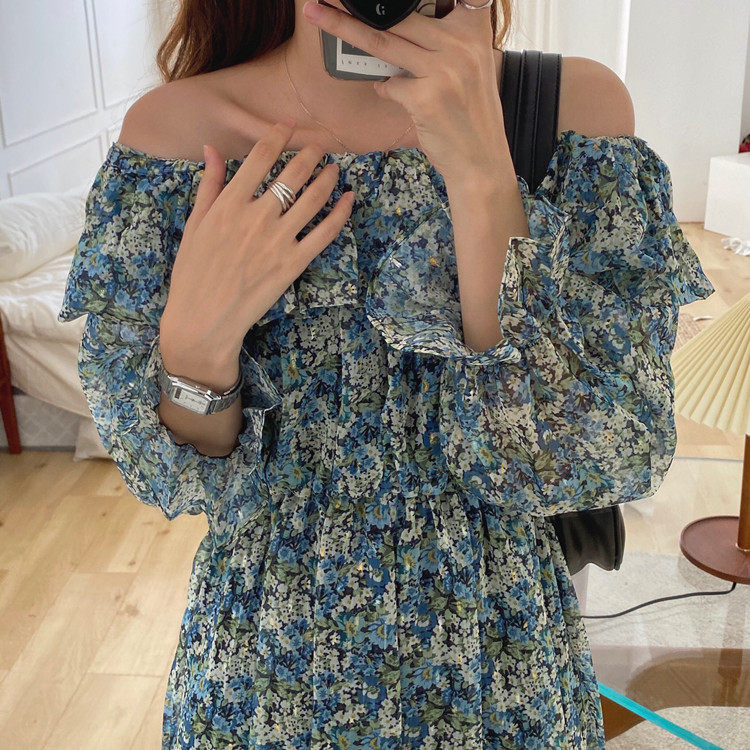 炒鸡美腻闪闪bling一字领连衣裙 evolu连衣裙