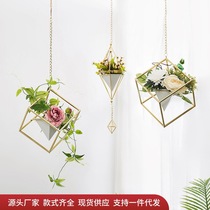 Creative Iron Art Hanging Flower Racks Ins and Wind Cold Drinking Yogurt Shop Ceiling Top small frescoed Decorative Floral Pendant