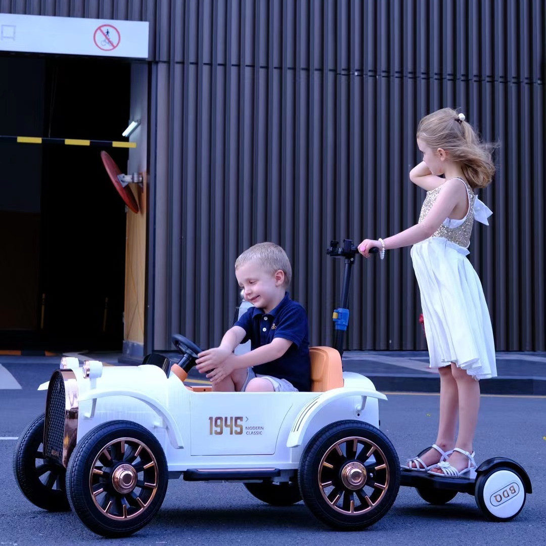 贝多奇儿童电动汽车四轮遥控男女孩玩具车可坐人亲子互动溜娃推车
