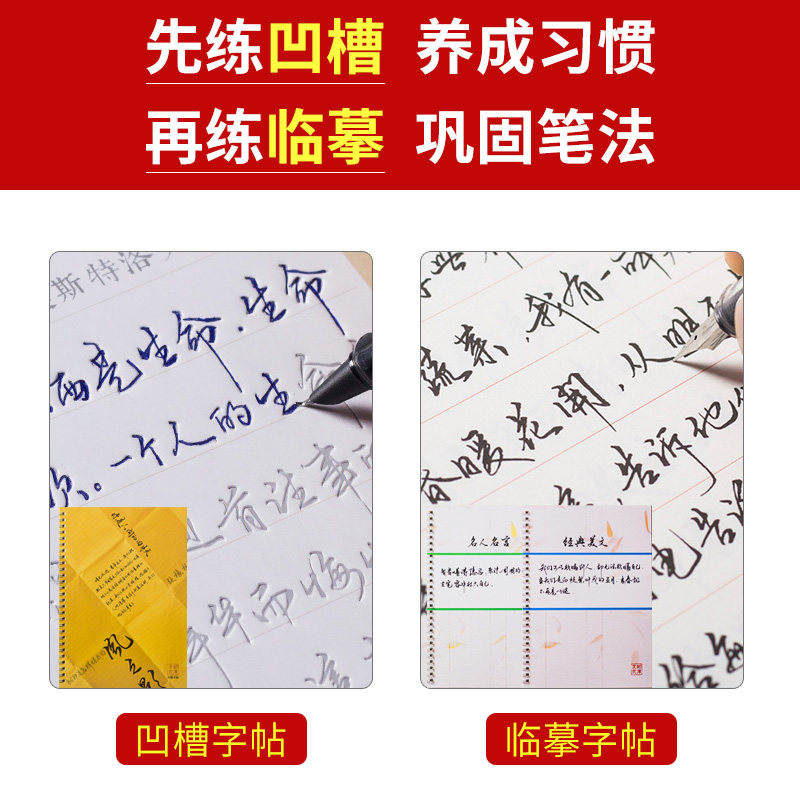 行书字帖练字成年男生霸气手写钢笔硬笔书法练习连笔楷书凹槽练字专用成人写字神器速成21天大学生女生字体漂亮临摹行草练字帖本-图1